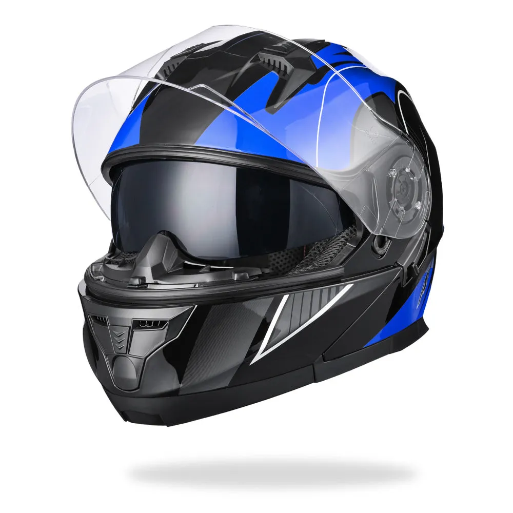TheLAShop Modular Helmet RUN-M3 Flip Up DOT Blue