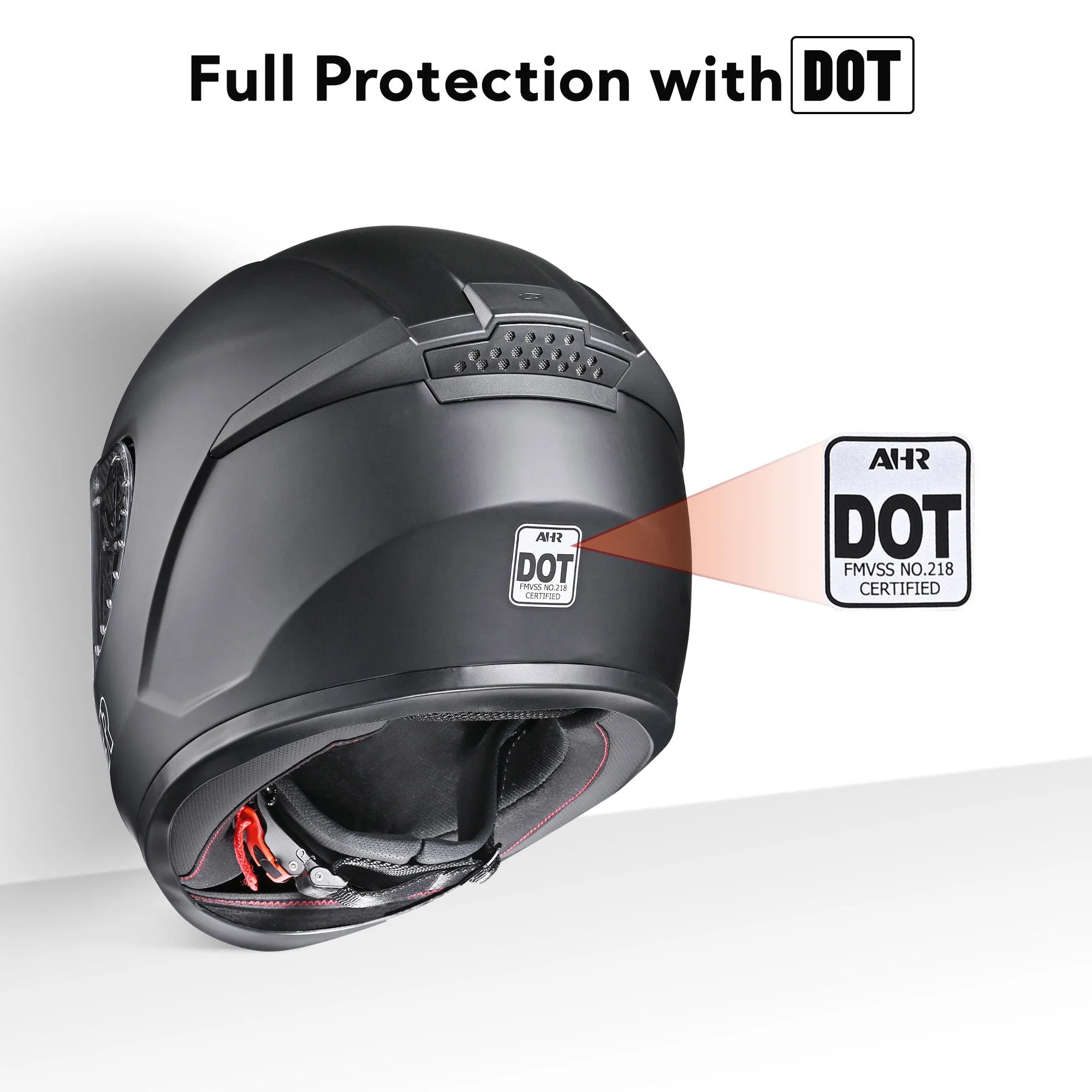 TheLAShop Motorcycle Helmet RUN-F3 Full Face Helmet DOT Matt Black