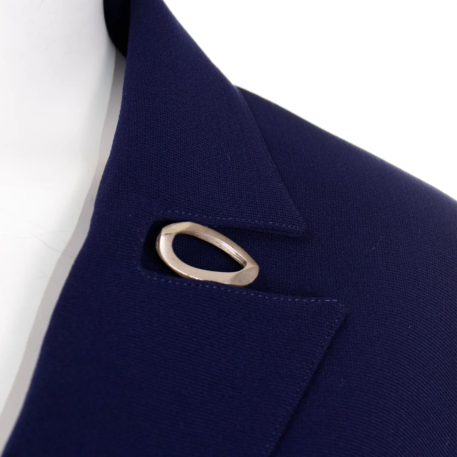 Thierry Mugler Vintage Navy Blue Skirt Suit w Chain Jacket