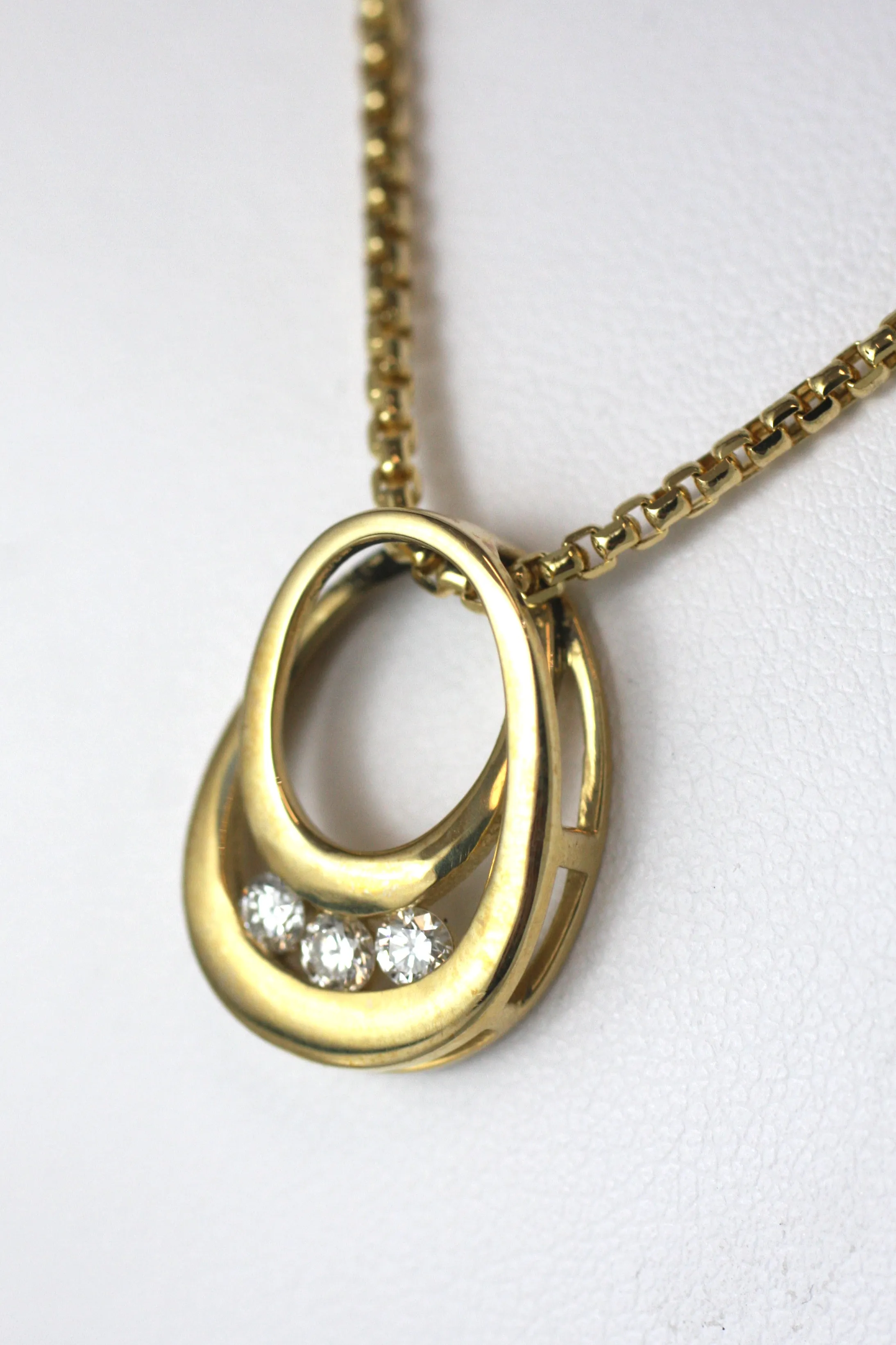 Three Diamond Teardrop Necklace