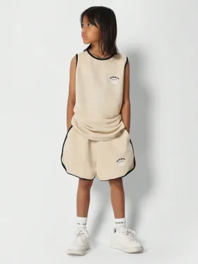 Tween Girls Contrast Binding Tank With Curve Hem Short 2 Piece Set