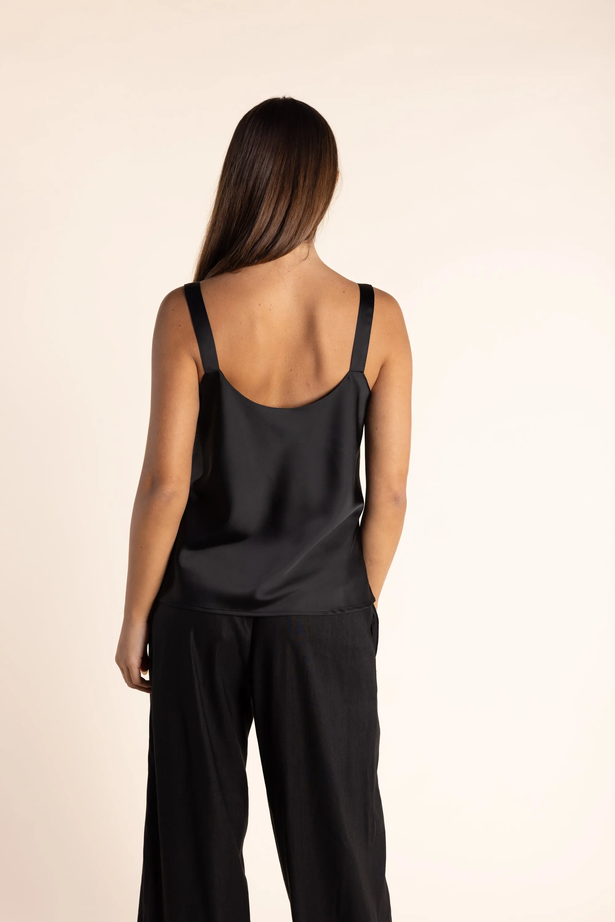 Two T's - Satin Cami Top Black