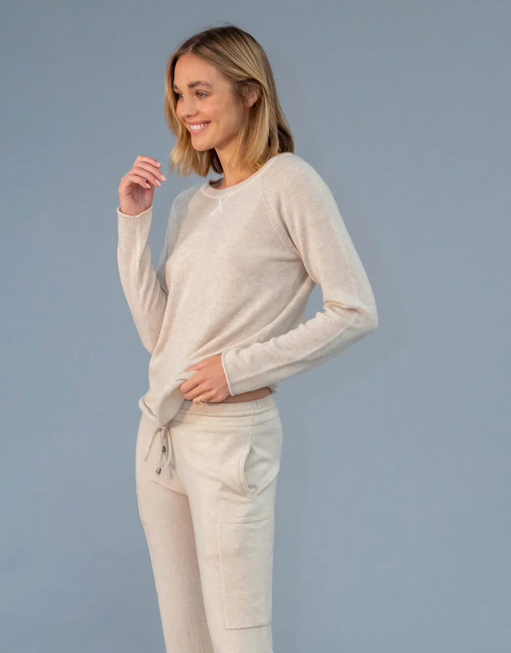 Un-Dyed Cashmere Jumper in Sand