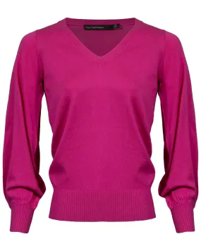 V-Neck Puff Sleeve Pullover
