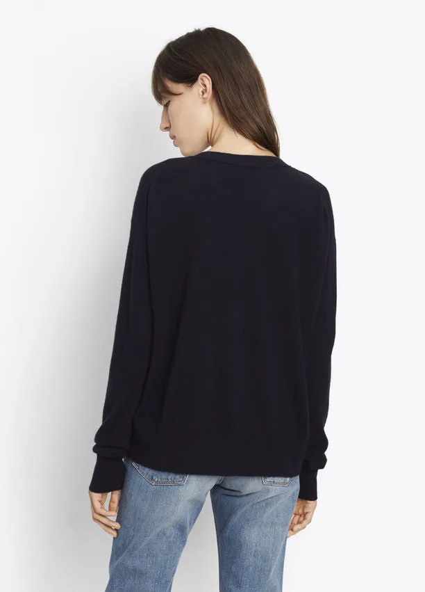 Vince Linen Cashmere Boxy Crew Neck Sweater, Coastal Blue