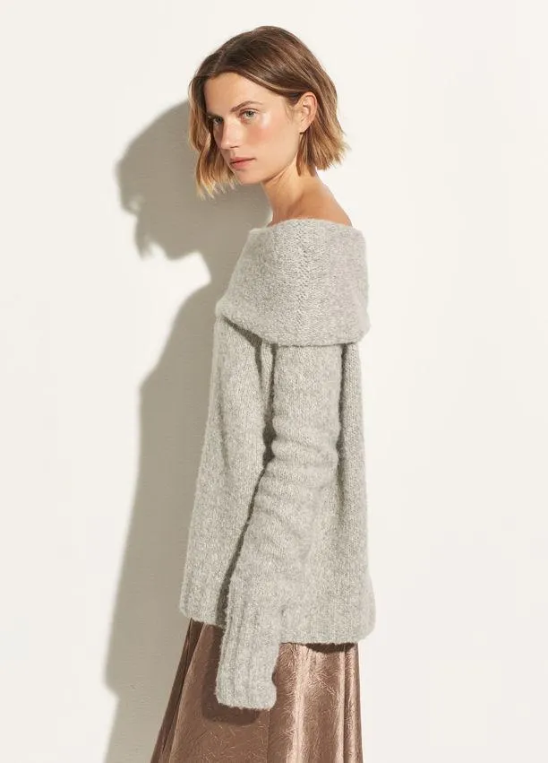 VINCE- Off Shoulder Pullover Heather Grey
