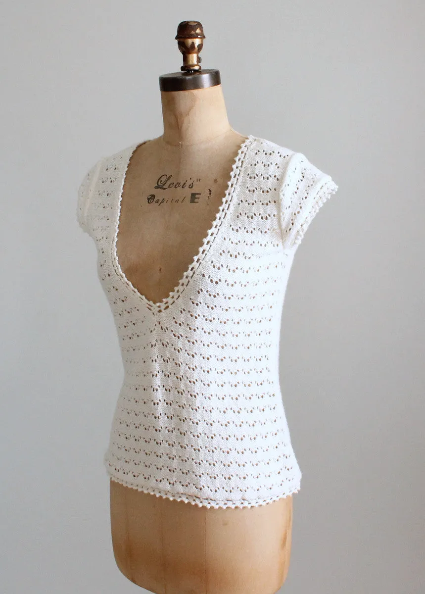 Vintage 1970s Low V Knit Summer Top