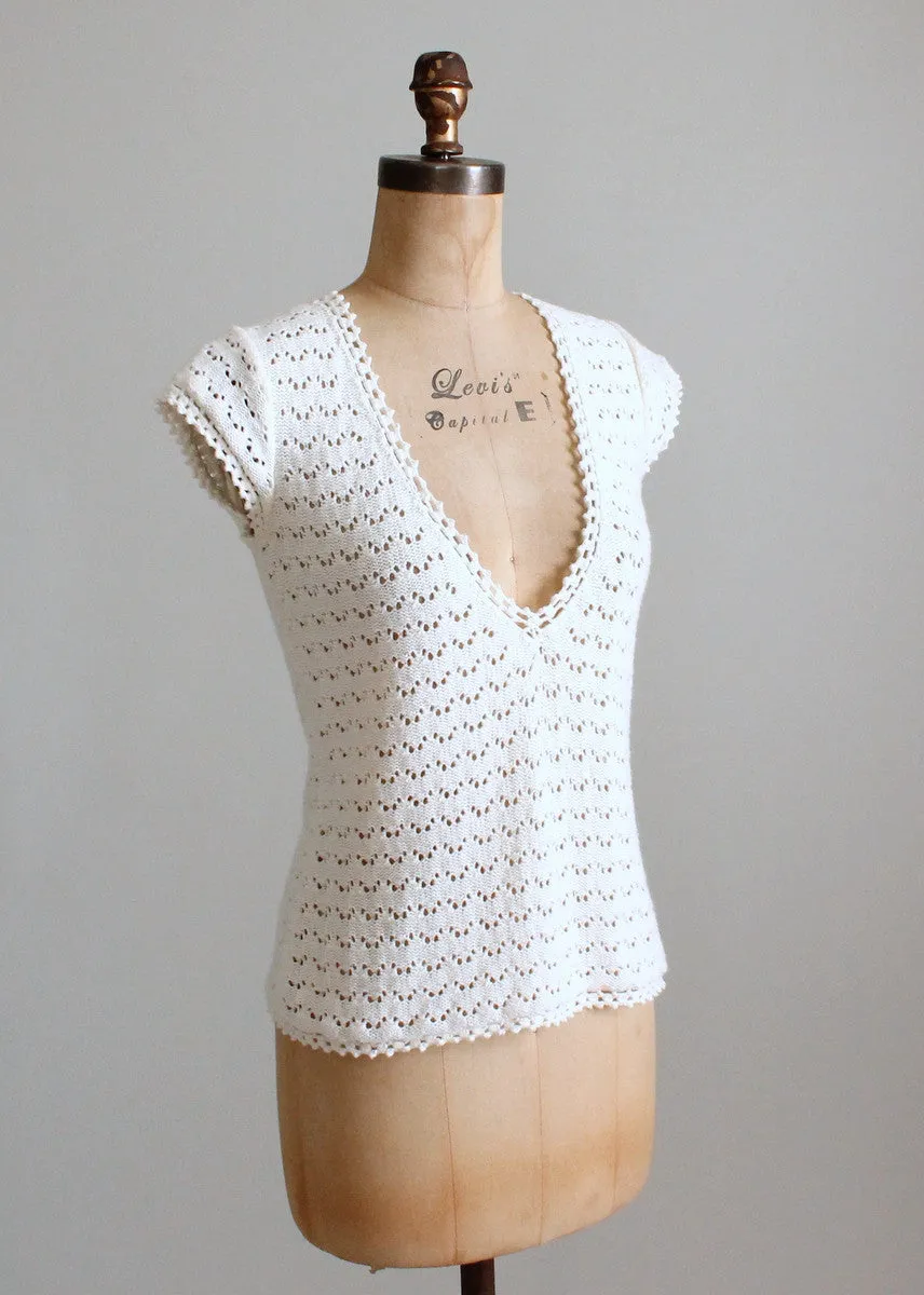 Vintage 1970s Low V Knit Summer Top