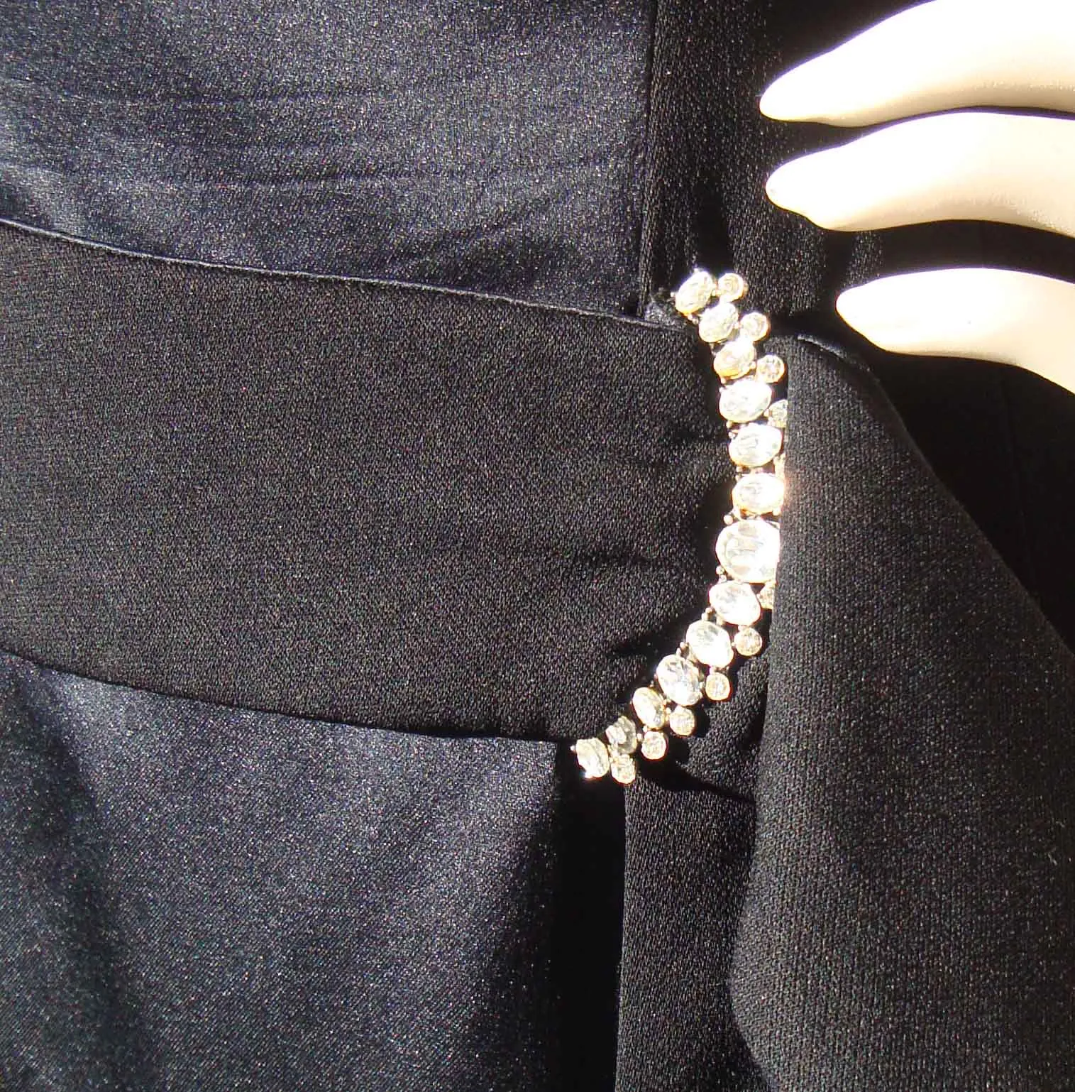 Vintage 60s Grenelle Roberts Dress Black Silk & Rhinestone LBD M