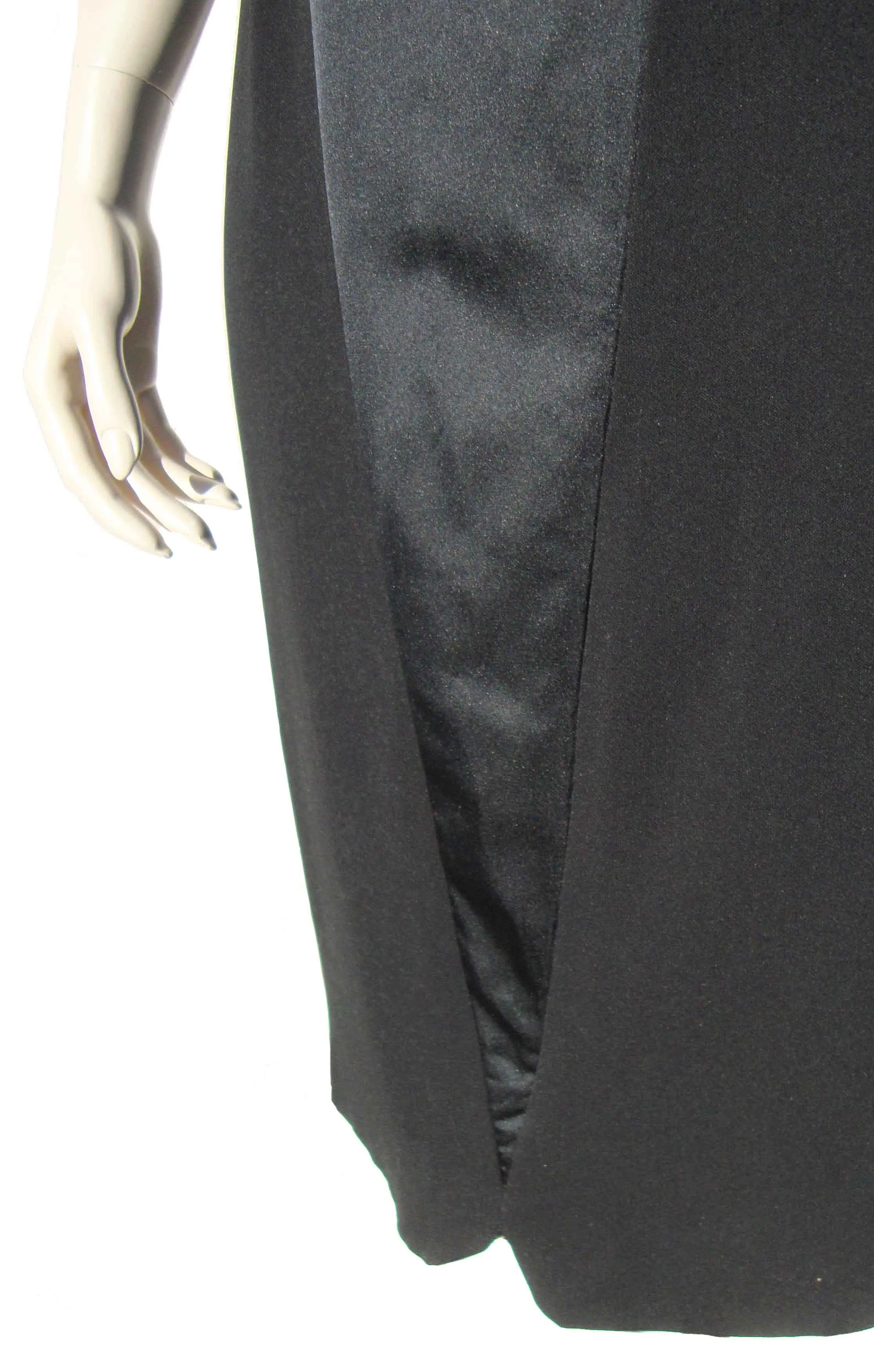 Vintage 60s Grenelle Roberts Dress Black Silk & Rhinestone LBD M