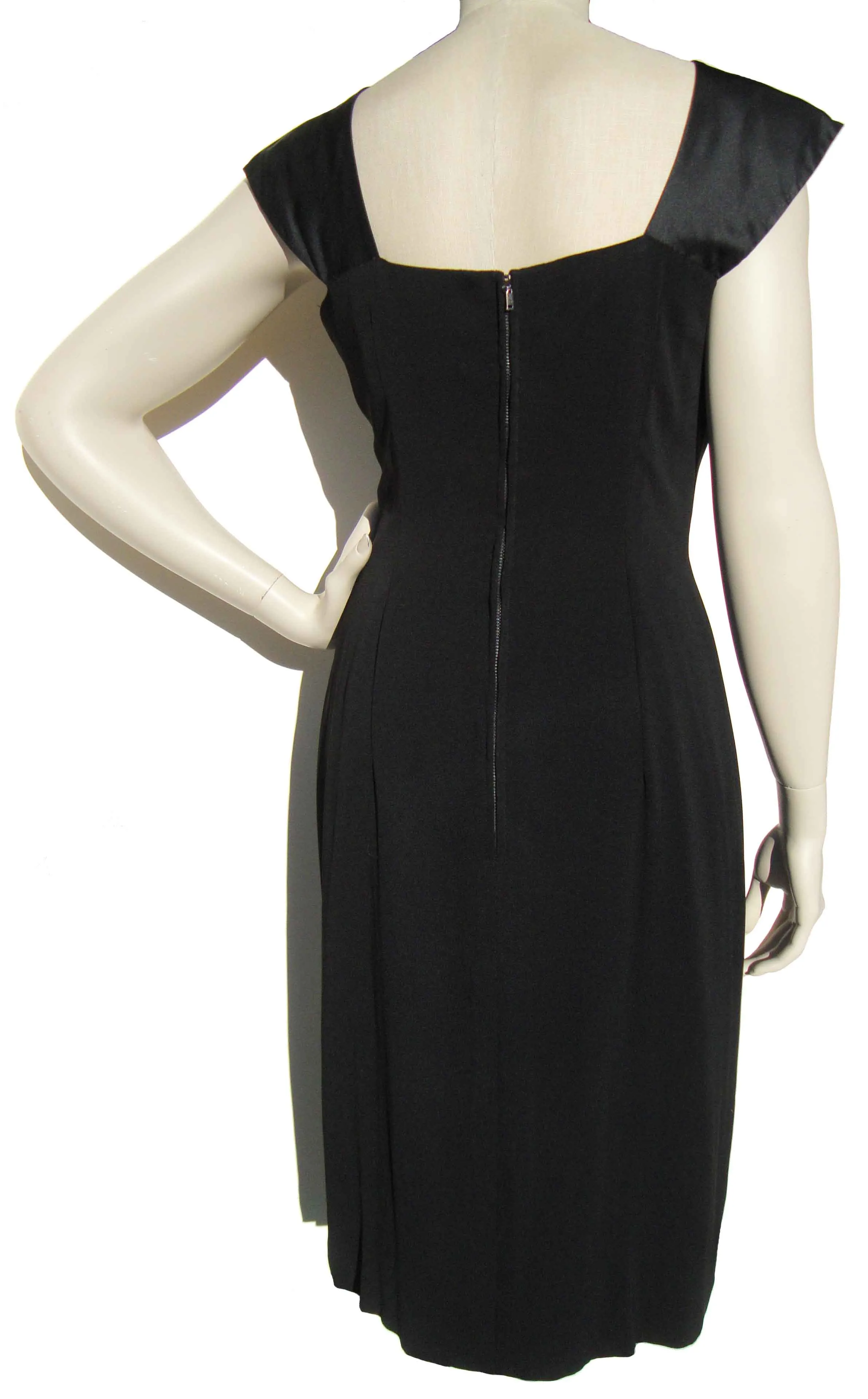 Vintage 60s Grenelle Roberts Dress Black Silk & Rhinestone LBD M