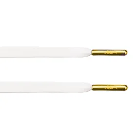 White Leather Laces - Gold Aglet