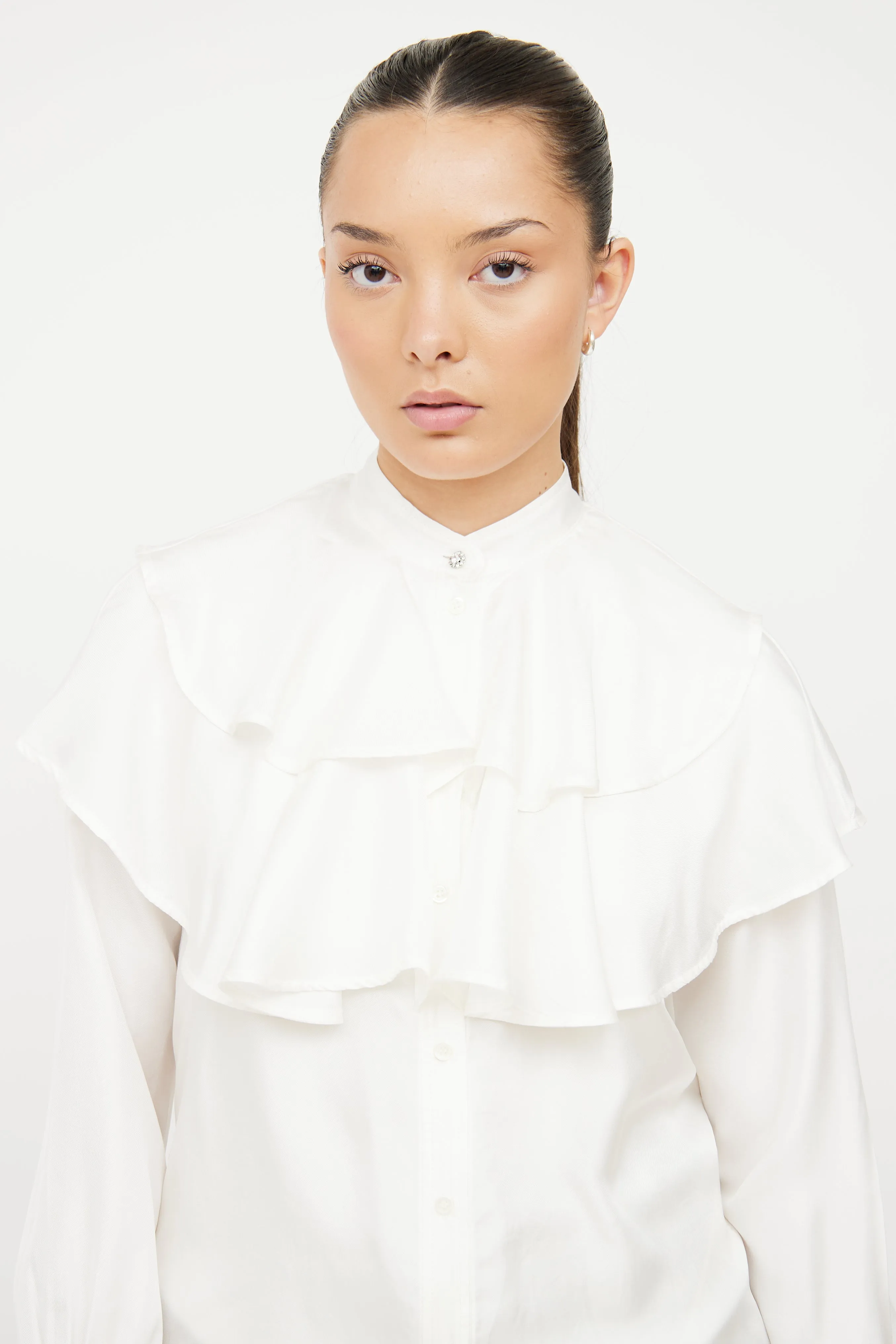 White Tiered Ruffle Blouse