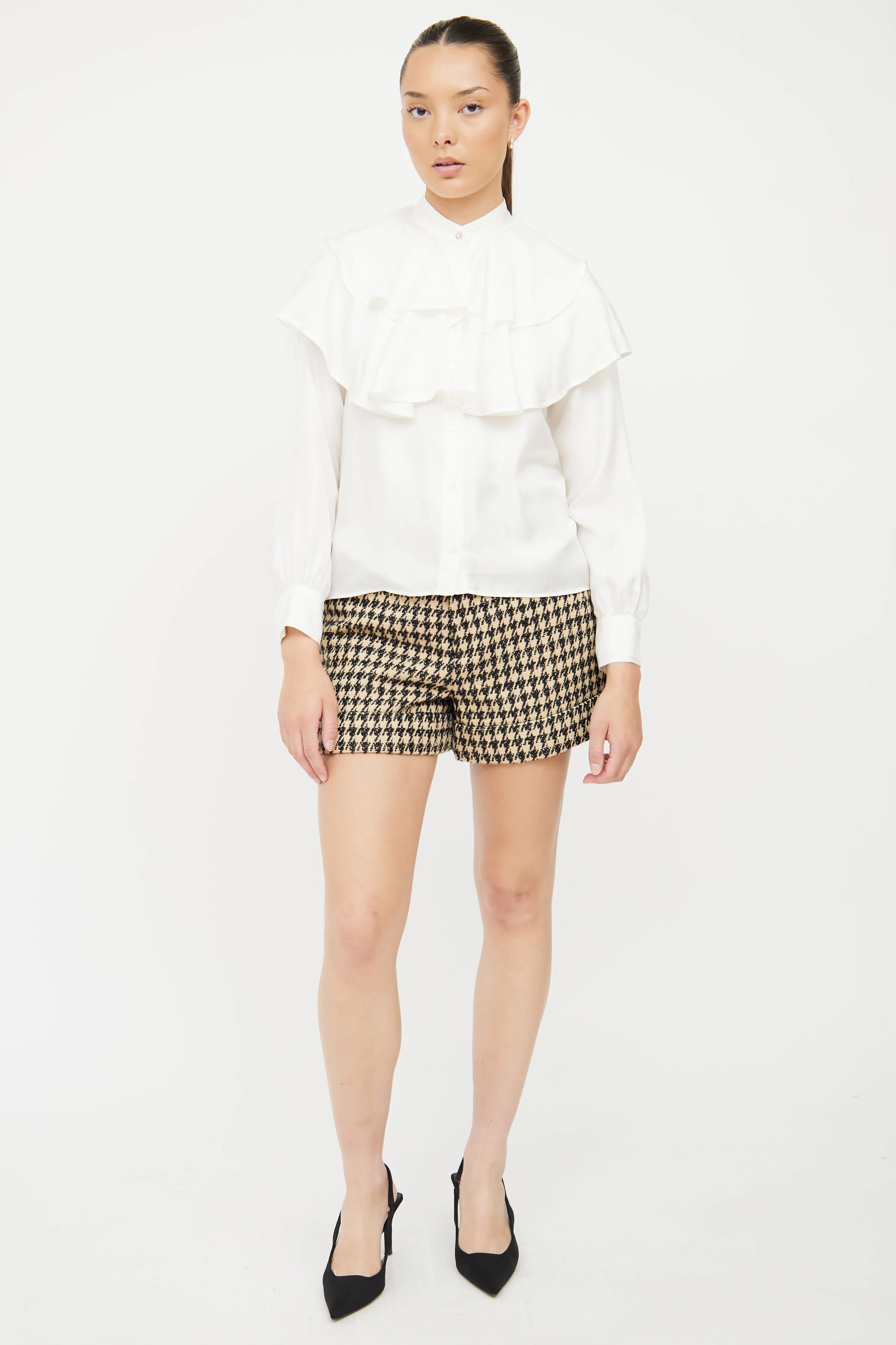 White Tiered Ruffle Blouse