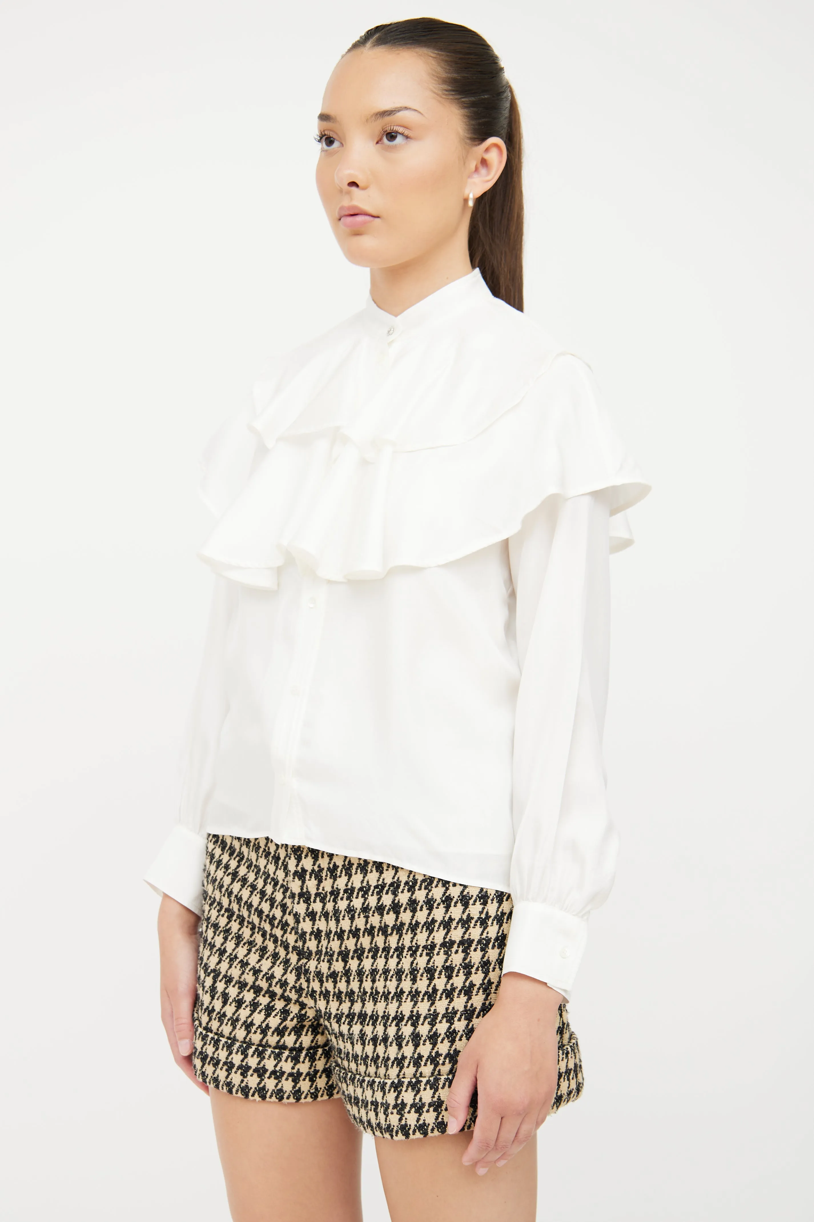 White Tiered Ruffle Blouse