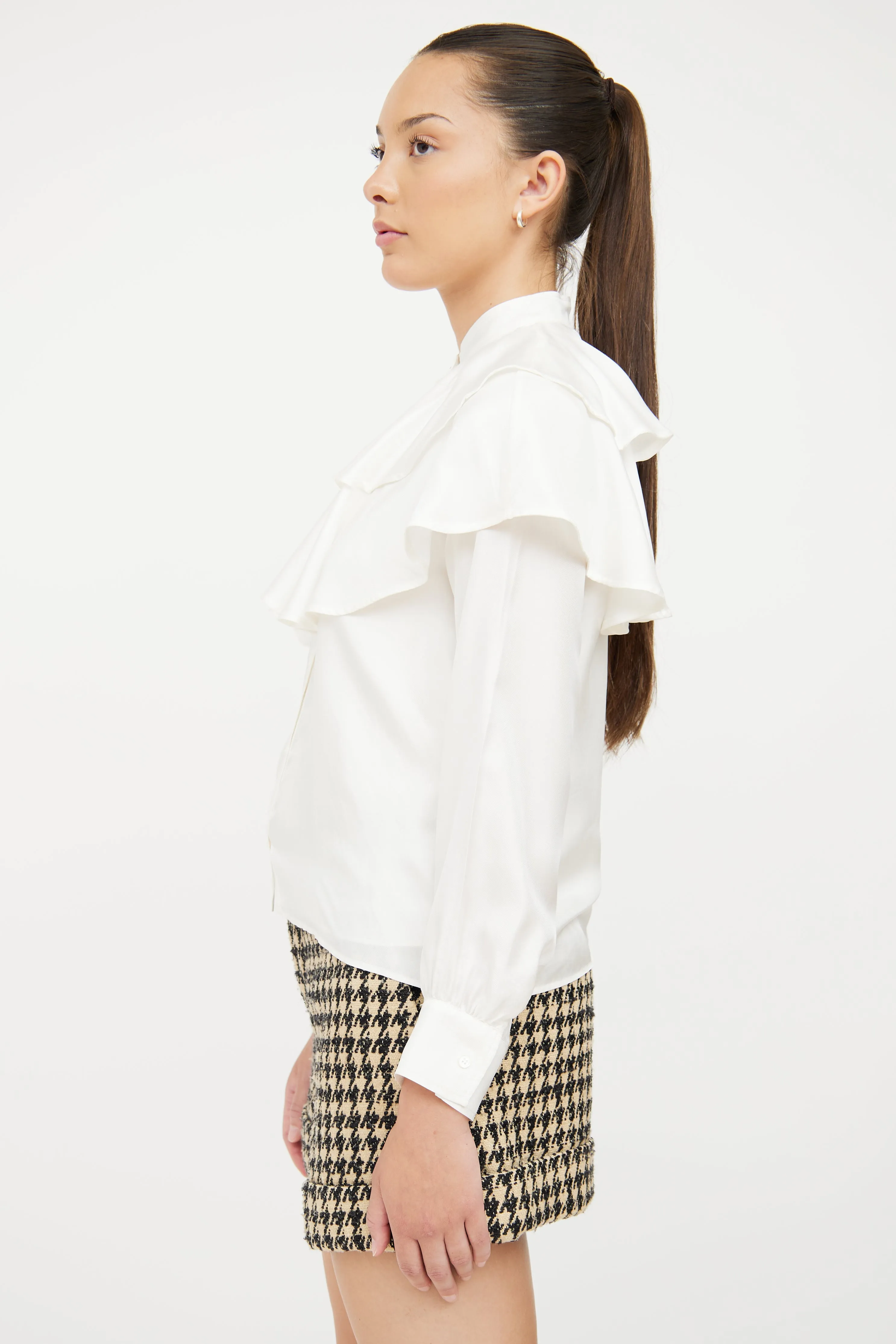 White Tiered Ruffle Blouse
