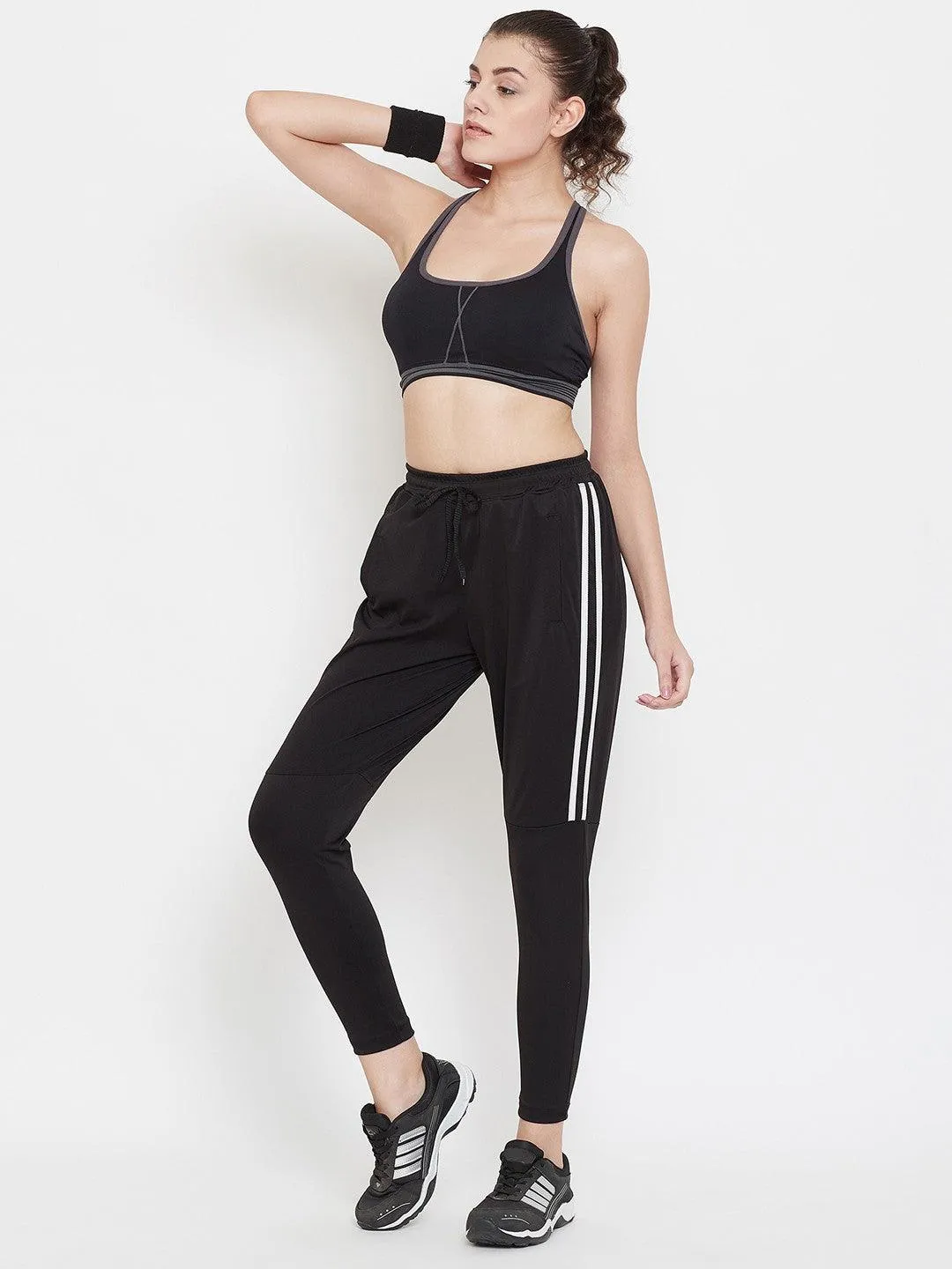 Women Black/White Colorblock Joggers