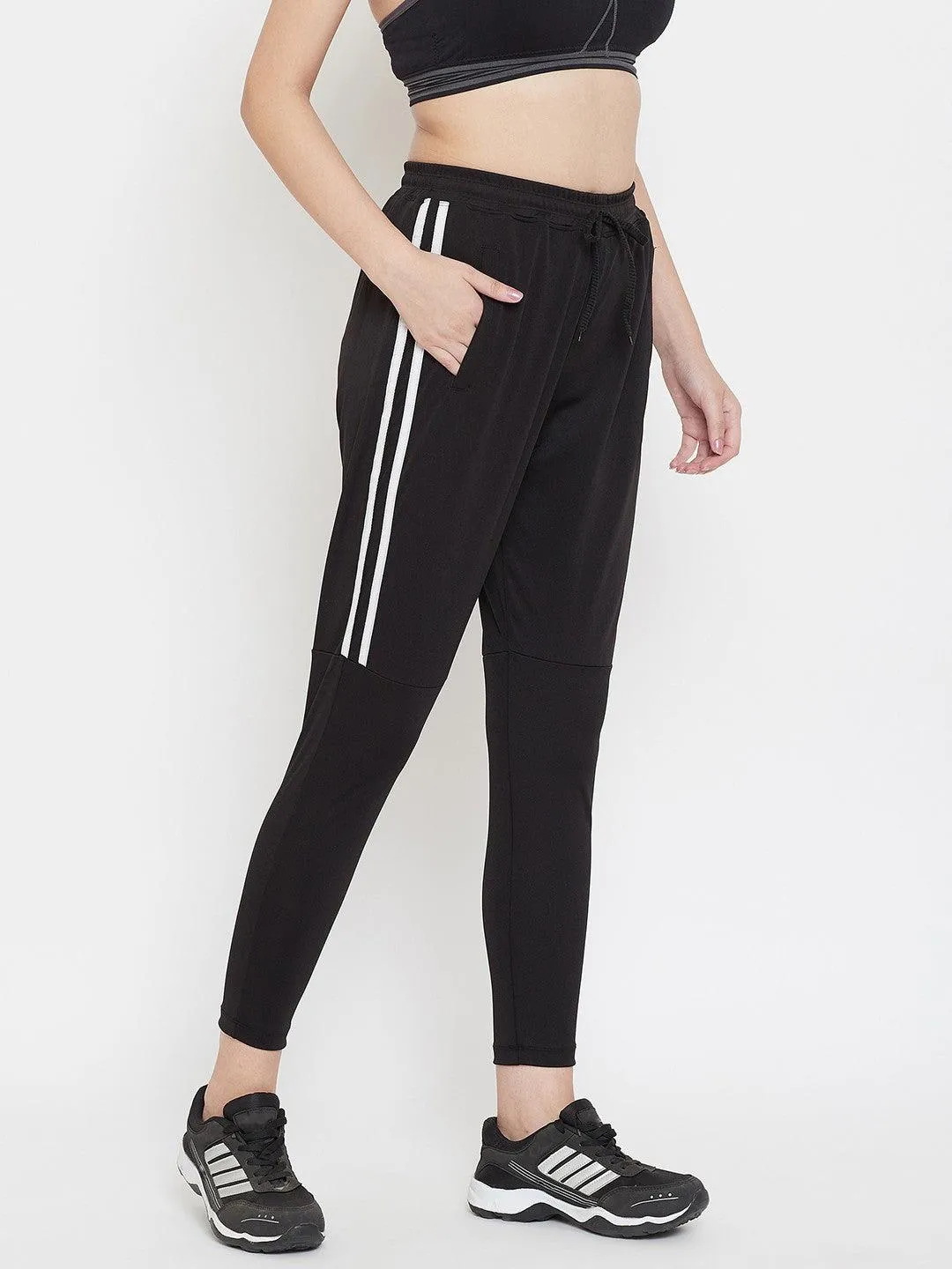Women Black/White Colorblock Joggers