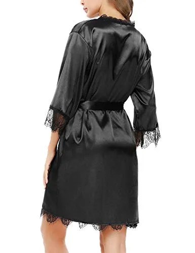 Womens 2 Pieces Satin Night Dressing Gown.