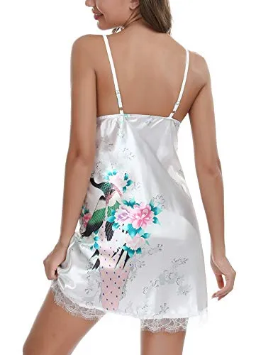 Womens 2 Pieces Satin Night Dressing Gown.