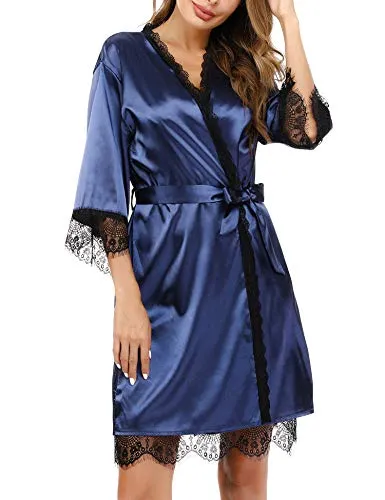 Womens 2 Pieces Satin Night Dressing Gown.