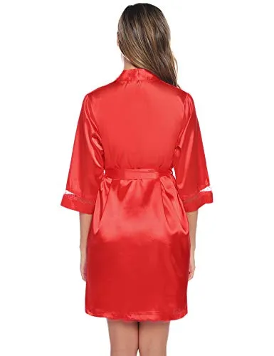 Womens 2 Pieces Satin Night Dressing Gown.