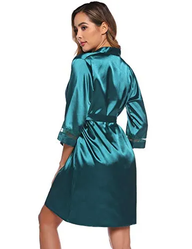 Womens 2 Pieces Satin Night Dressing Gown.