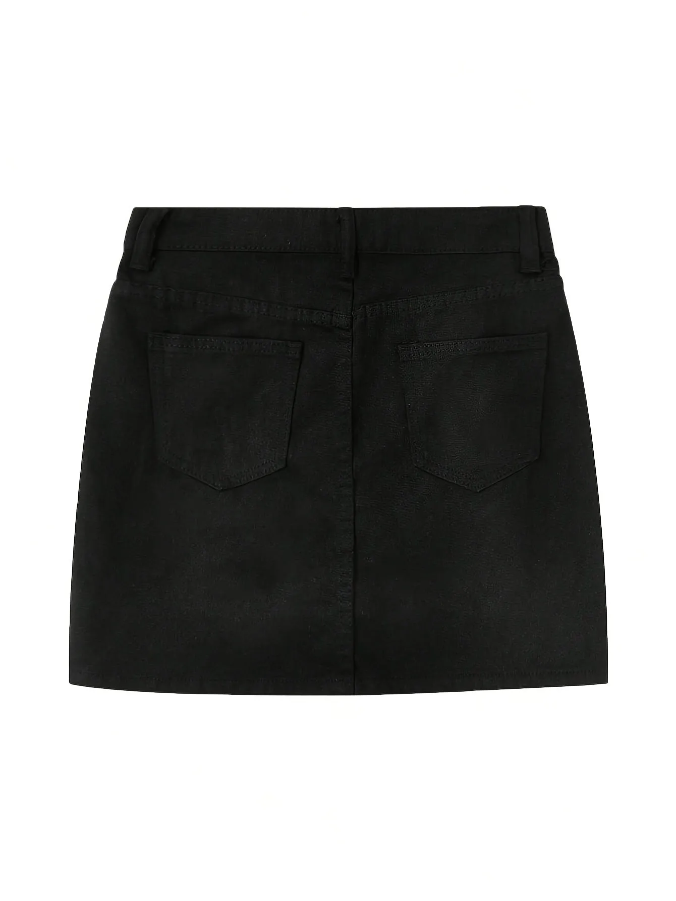 Women's Casual High Waisted Denim Skirt with Pockets - Slim Fit Solid Color Bodycon Mini Skirt, Non-Stretch Polyester & Rayon Blend for Spring/Summer/Fall