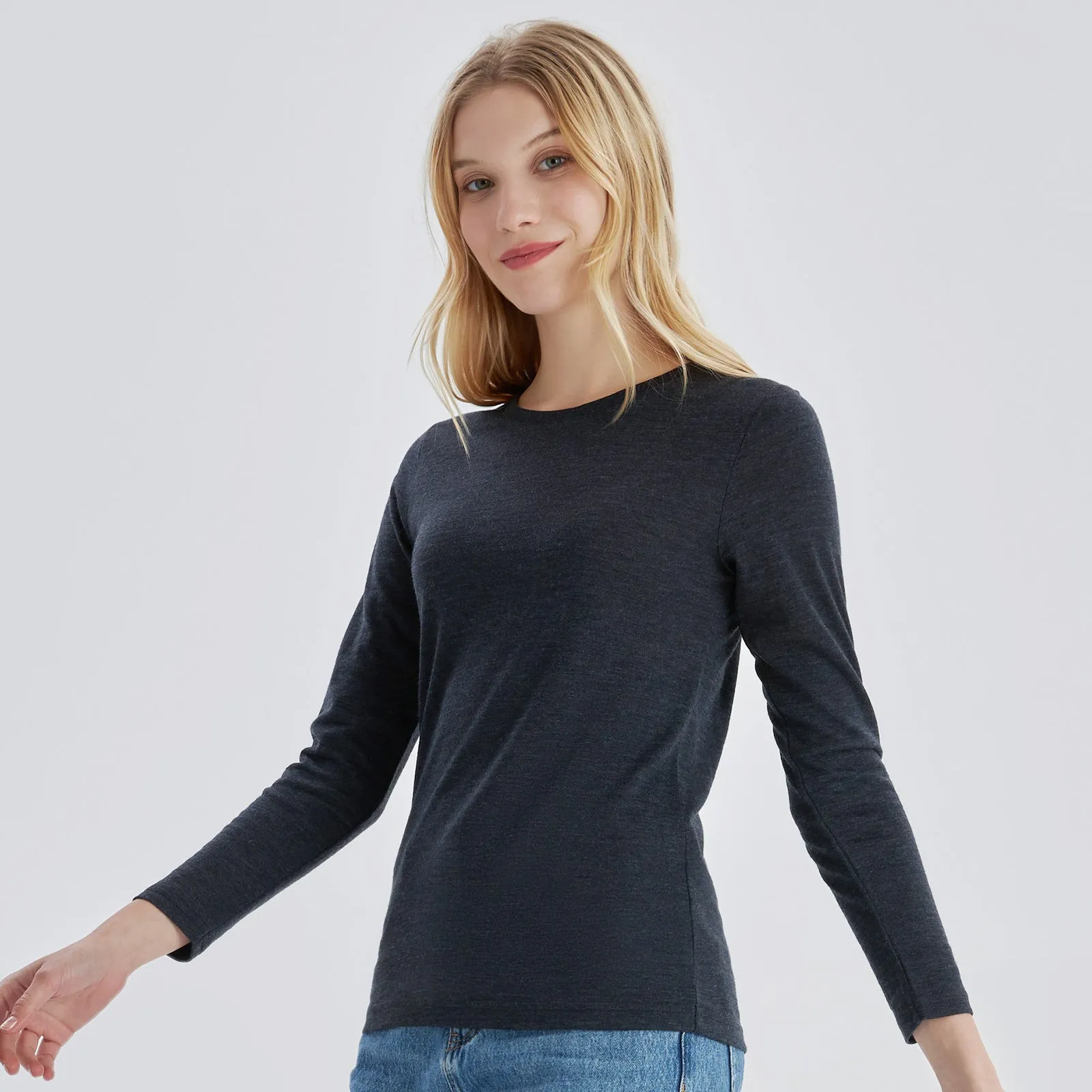 Women's Merino 170g Classic All-Season Base Layer Crew Charcoal Gray