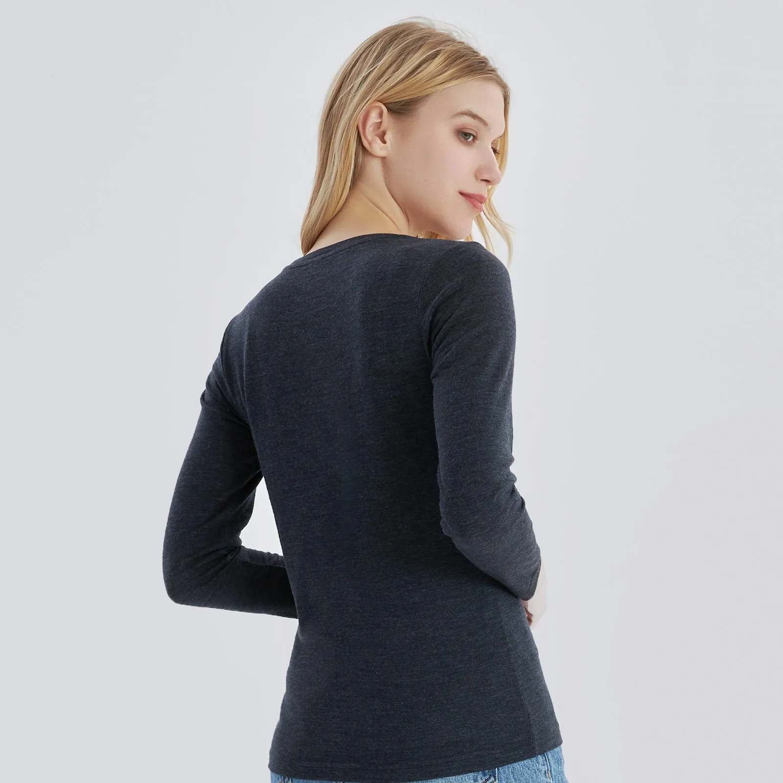 Women's Merino 170g Classic All-Season Base Layer Crew Charcoal Gray