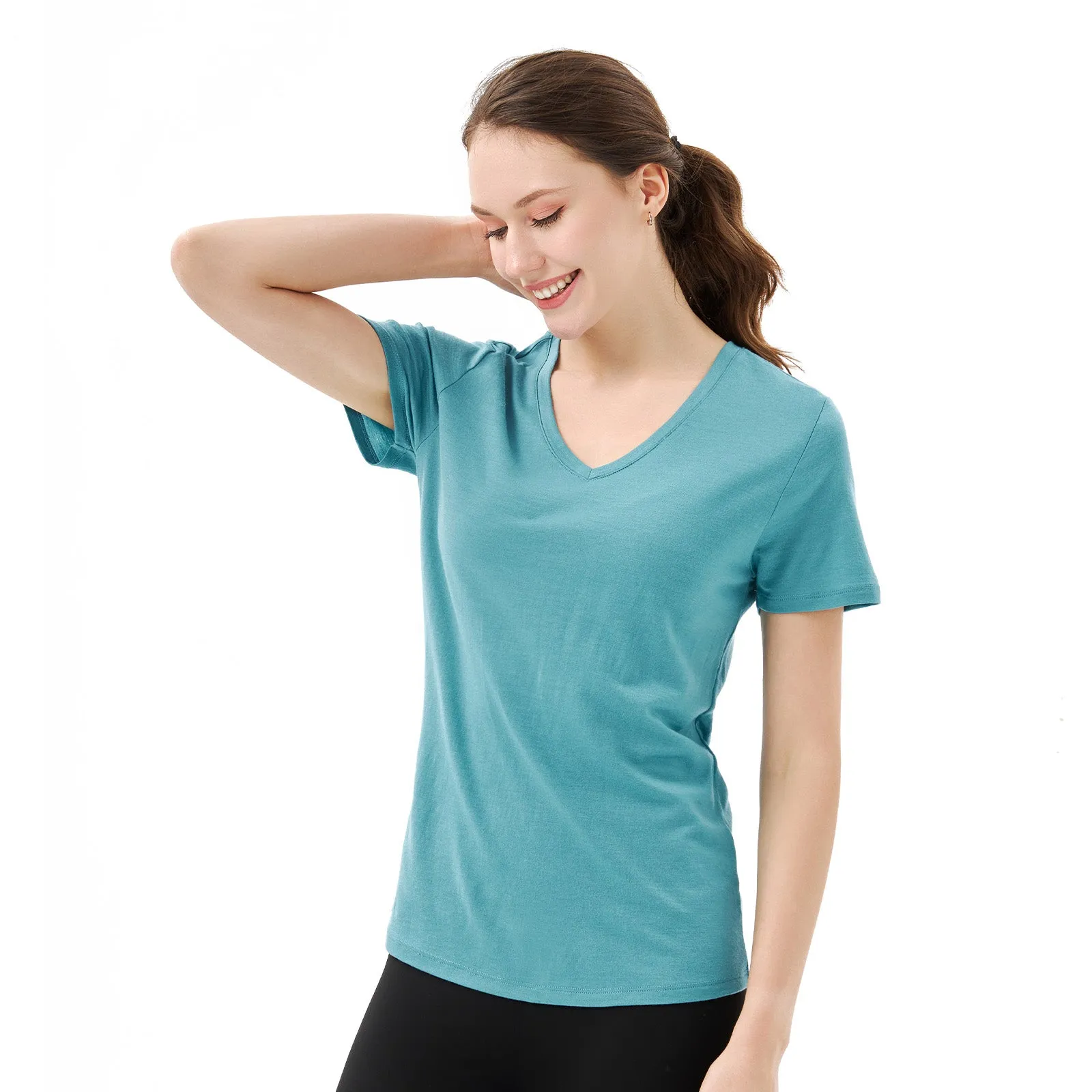 Women’s Merino 170g V-Neck  Short Sleeve T-Shirt  Teal