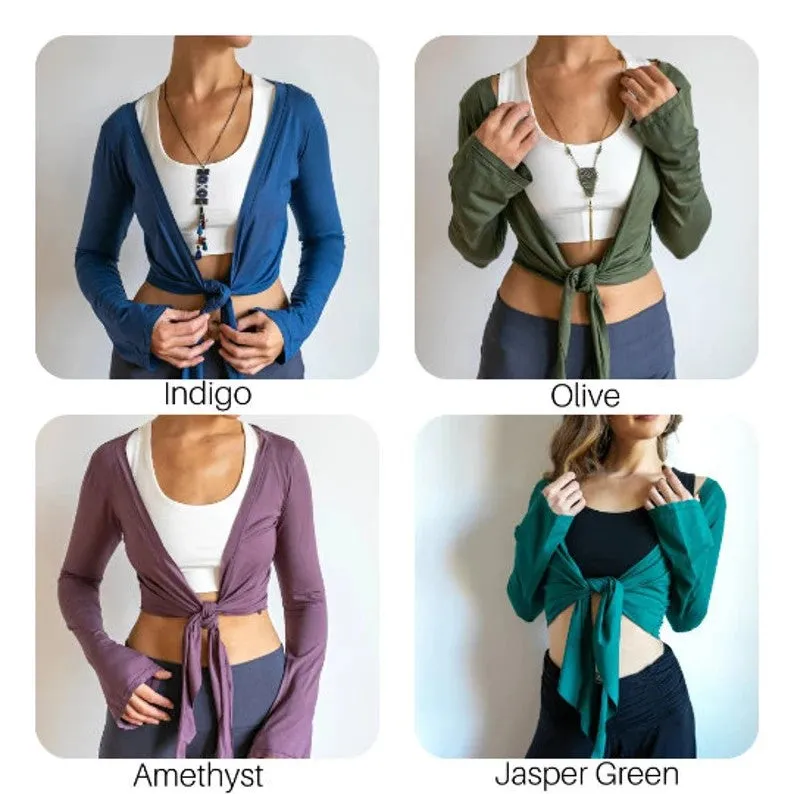 Yoga Wrap Ballet Jacket w/ Front Tie in Burgundy