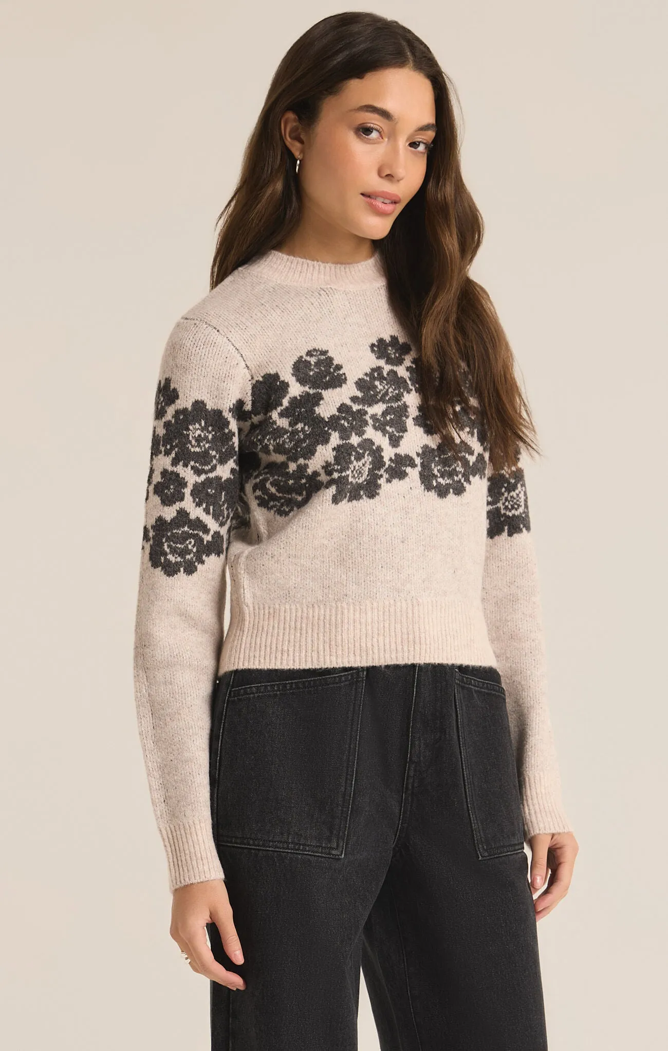 ZSU Marisol Flora Sweater in Light Oatmeal